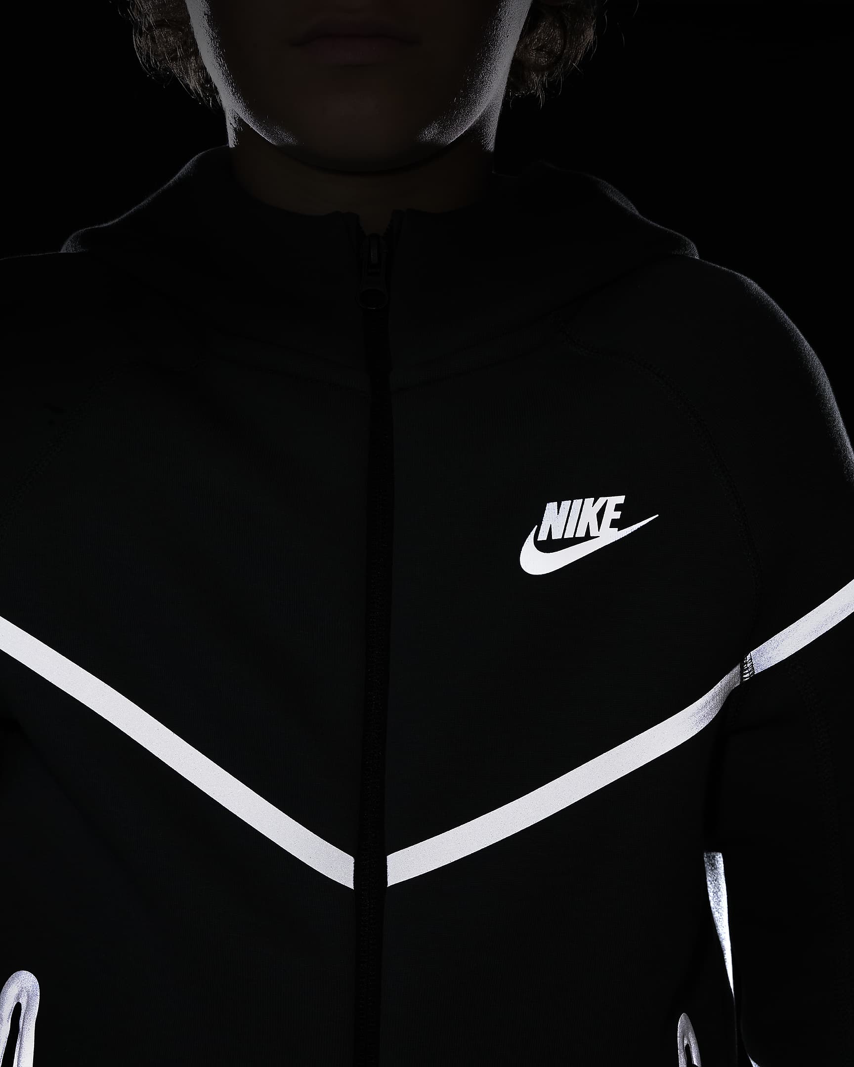 Nike Sportswear Tech Fleece Big Kids Boys Reflective Full Zip Hoodie. Nike